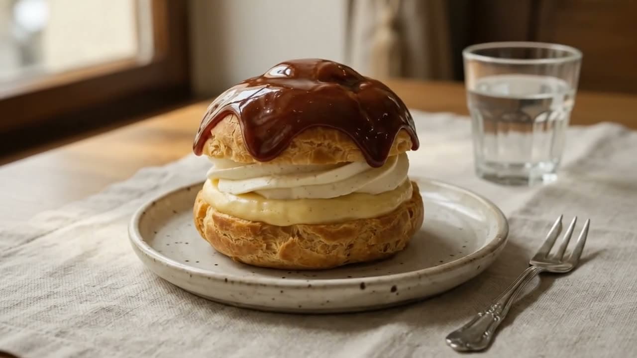 How to fill a Větrník — Czech choux pastry cream puff