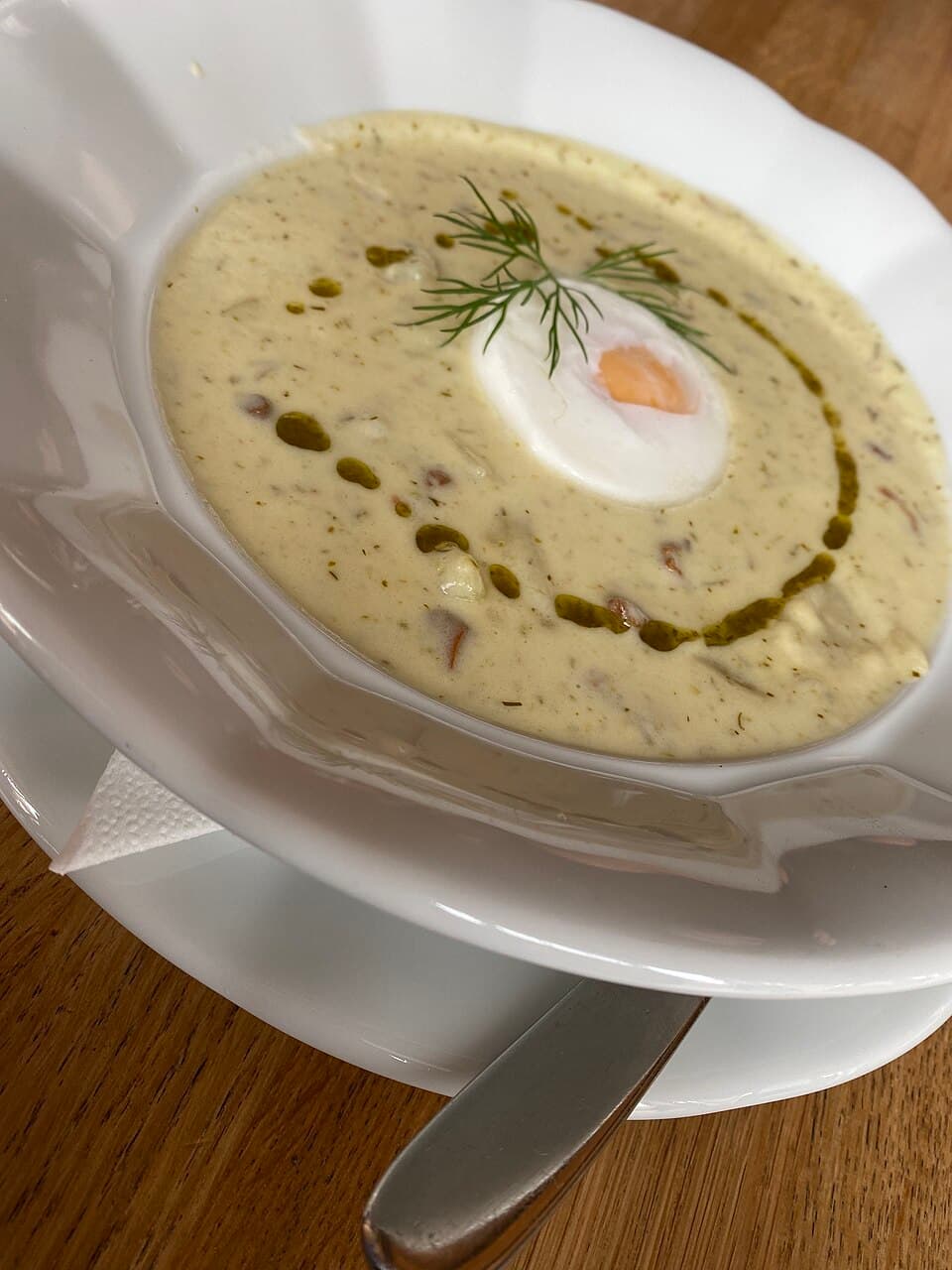 Kulajda (creamy dill and potato soup with poached egg)
