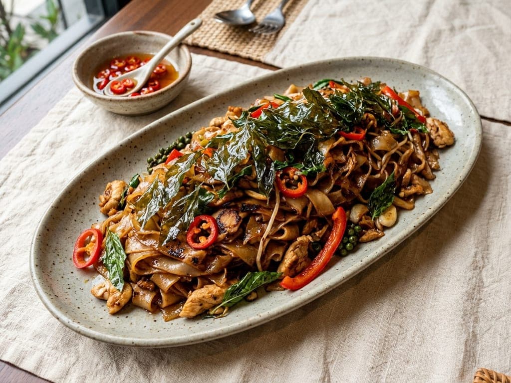 Drunken noodles — The crispy-basil family platter
