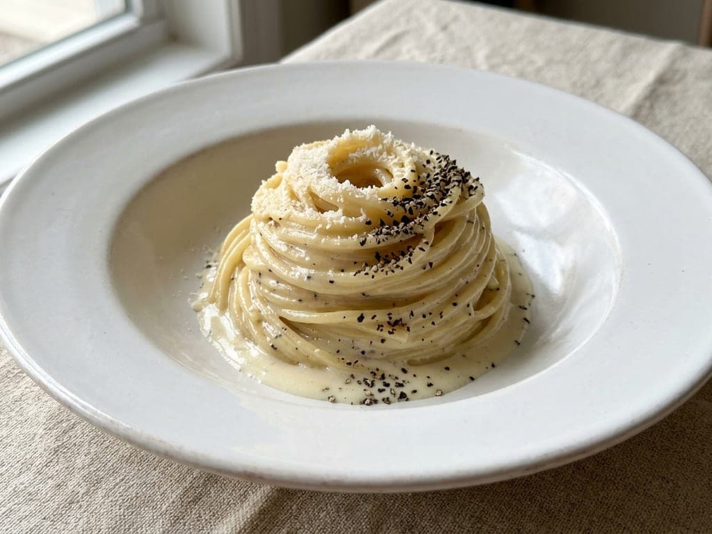 Cacio e Pepe — The trattoria nest with a pepper crescent