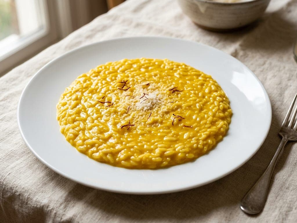 Risotto alla Milanese (Saffron Risotto) — The Milanese flat plate, smacked level