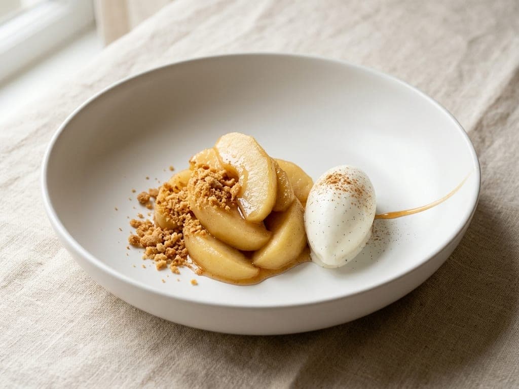 Apple Pie Filling — Deconstructed apple pie in a coupe bowl