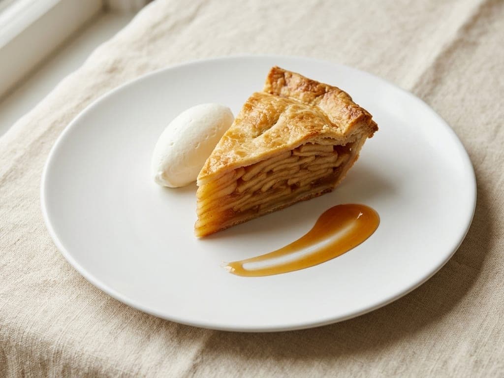Apple Pie Filling — The slice, plated like a restaurant dessert