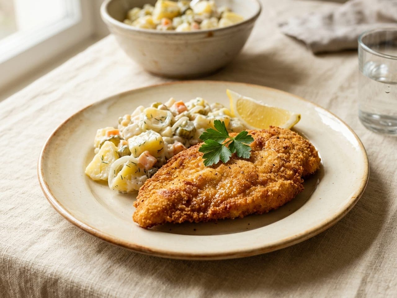 Breaded chicken schnitzel