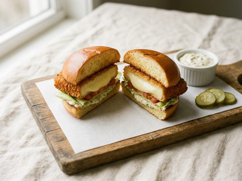 Smažený sýr (Czech fried cheese with tartar sauce) — Smažák v housce, as a bistro sandwich