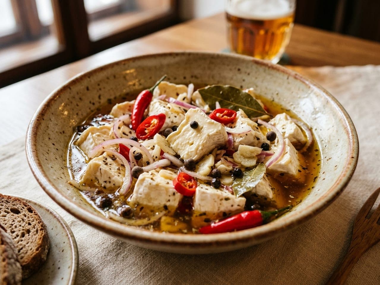 Marinated Hermelín (pickled soft Camembert-style cheese)