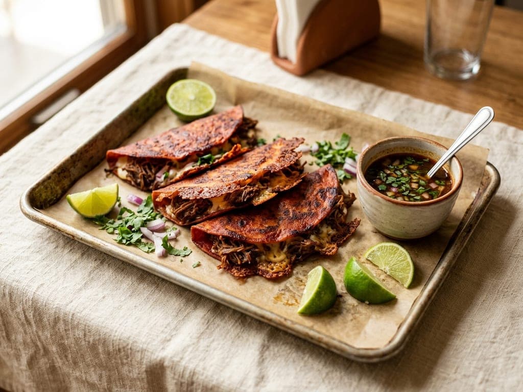Quesabirria tacos — The taquería tray