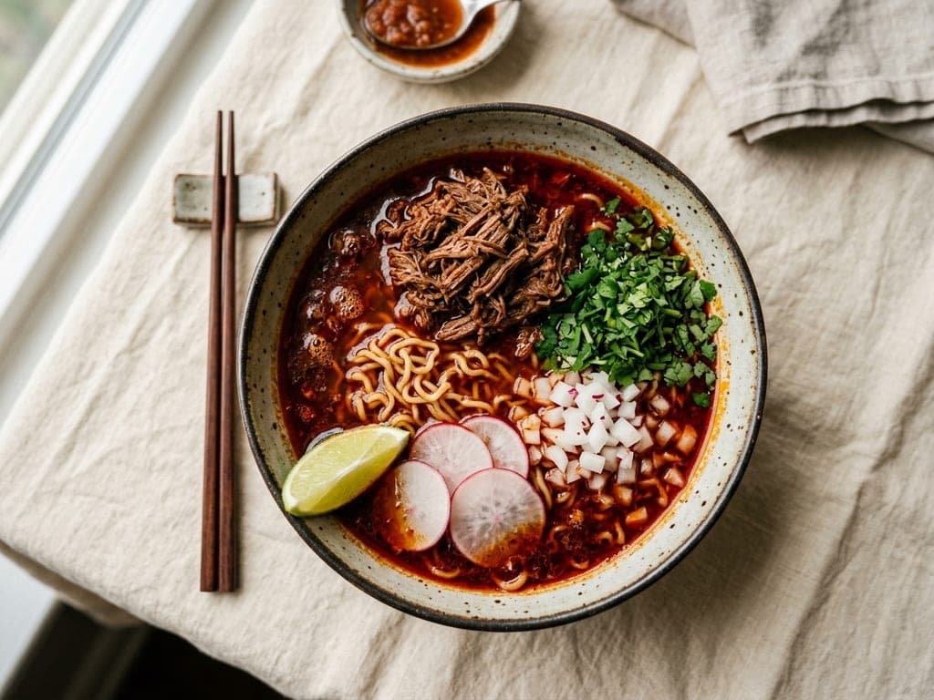 Birria ramen — The overhead quadrants
