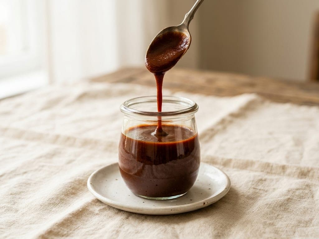Enchilada sauce — The jar and the coated spoon