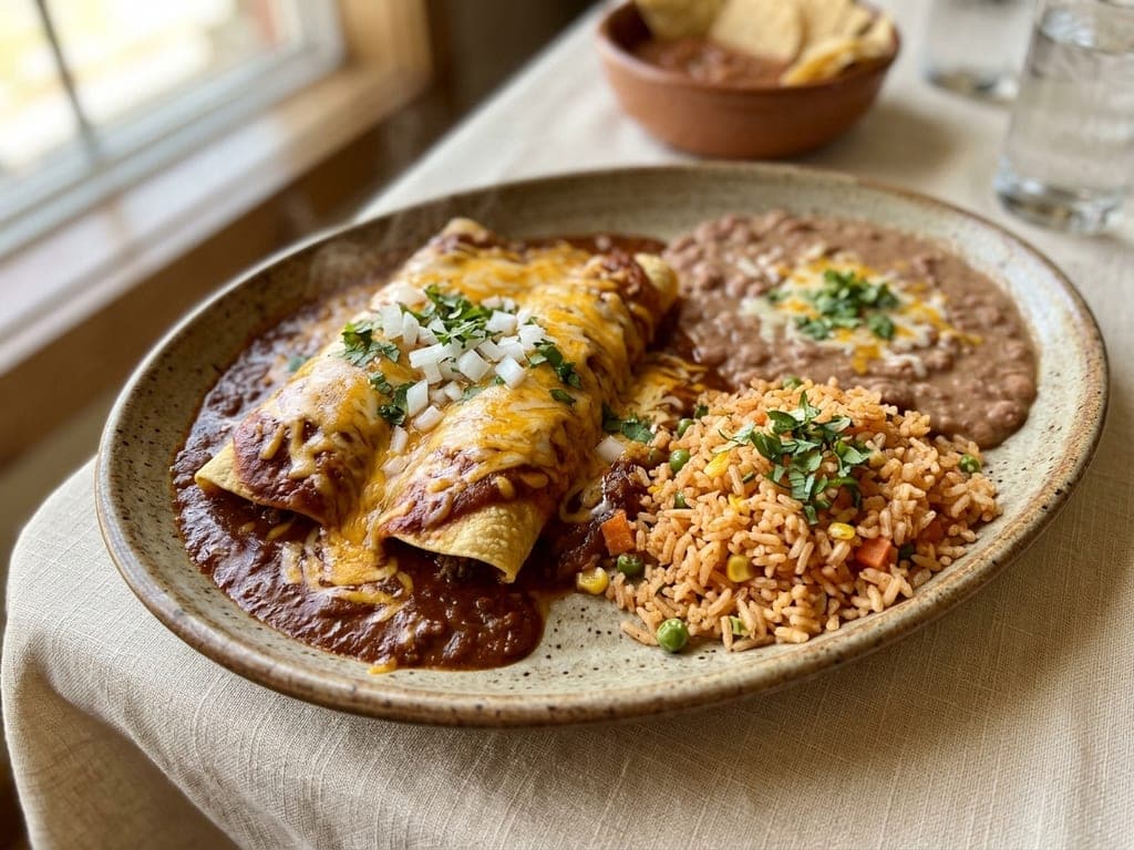 Beef enchiladas — The combination plate