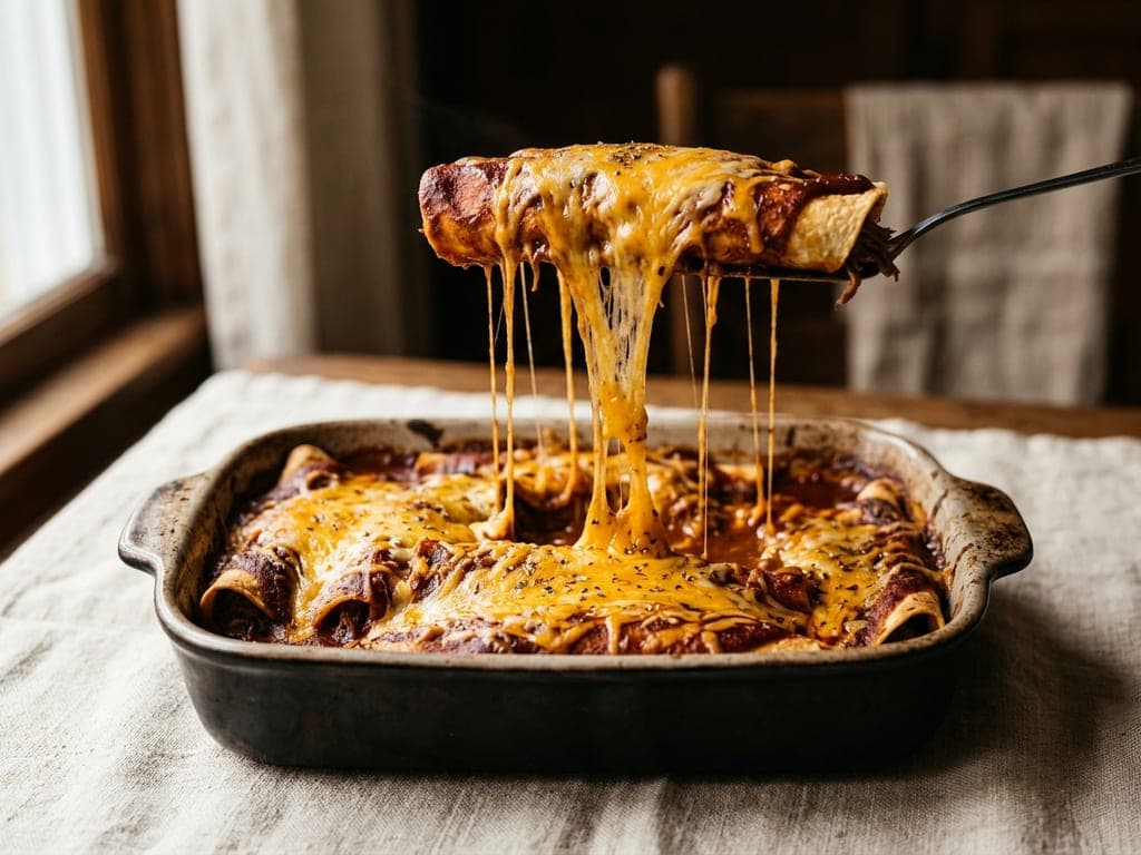Beef enchiladas — The cheese pull