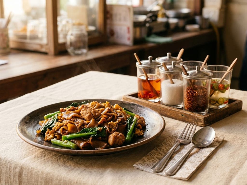 Pad see ew — The full Thai-table spread