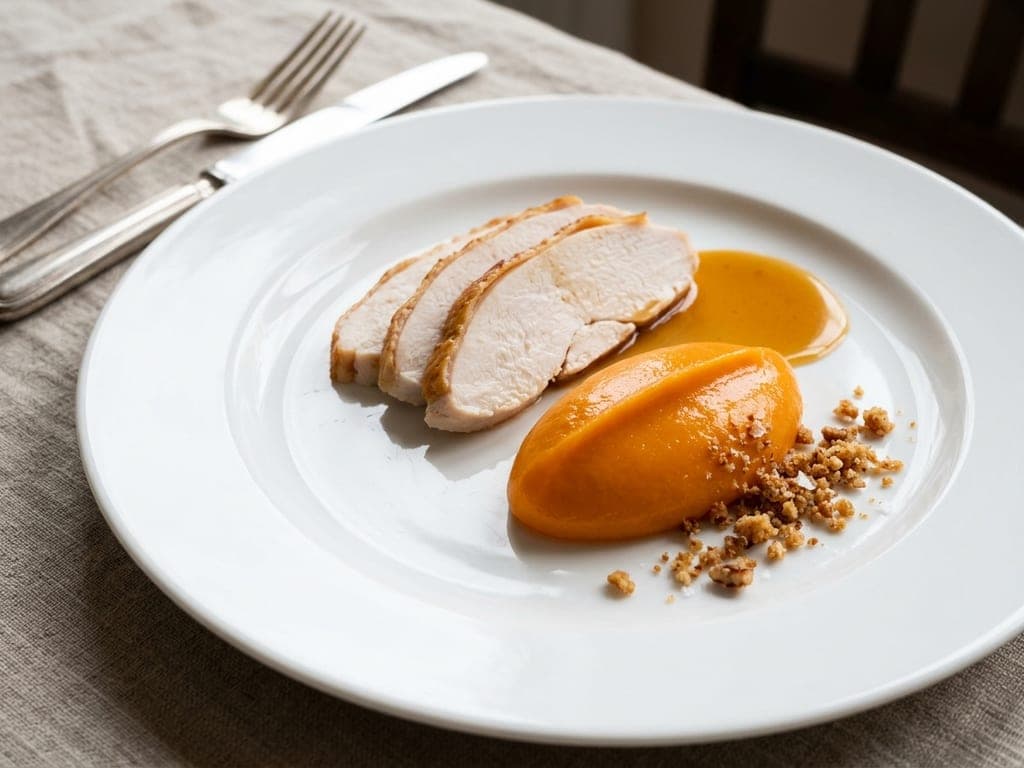 Sweet Potato Casserole — The restaurant quenelle beside the turkey