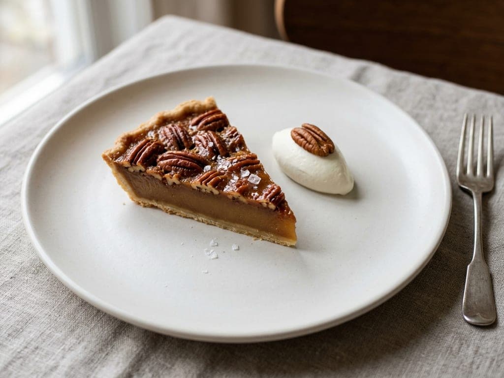 Pecan Pie — The restaurant wedge with a quenelle of cream