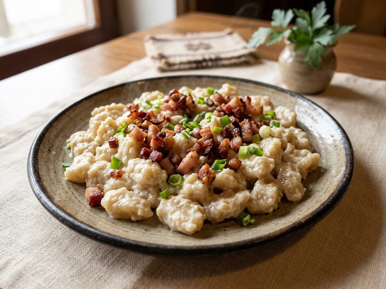 Halušky with bryndza (potato dumplings with sheep cheese)