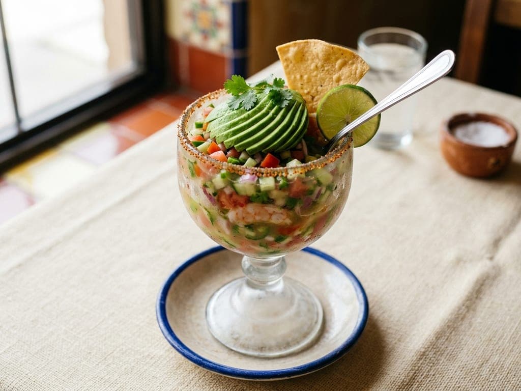 Shrimp ceviche — The cocktel glass